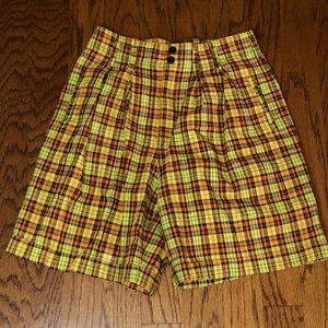 Retro Yellow Plaid Shorts